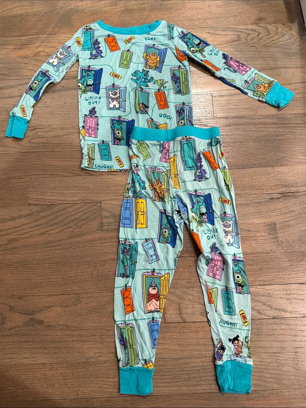 Little Sleepies Teal Monster Doorway Pajama Set